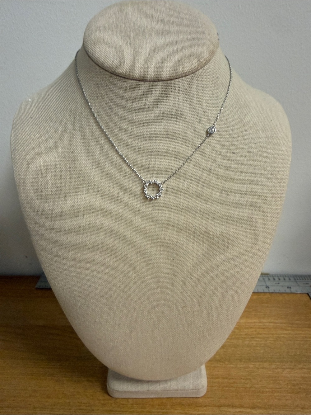 Crystal studded circle on dainty chain with rhinestone accent